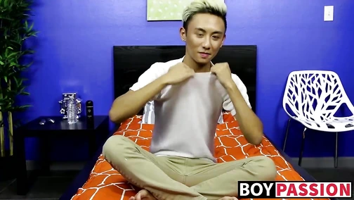 Cute asian twink Ty jerks off his cock