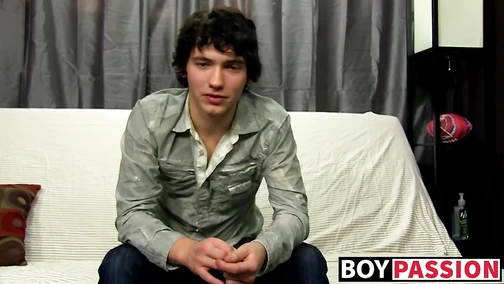 Twink interviewed then wanked his dick