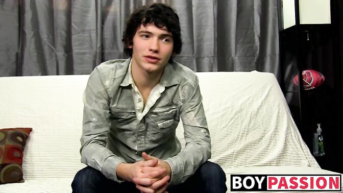 Twink interviewed then wanked his dick