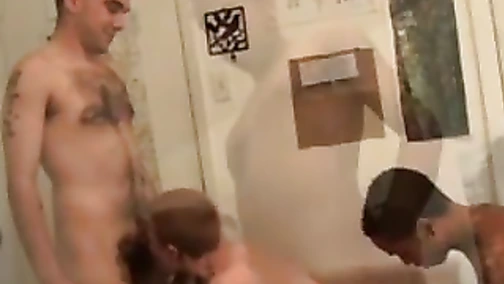 Hot teen girl enjoys rough threesome action