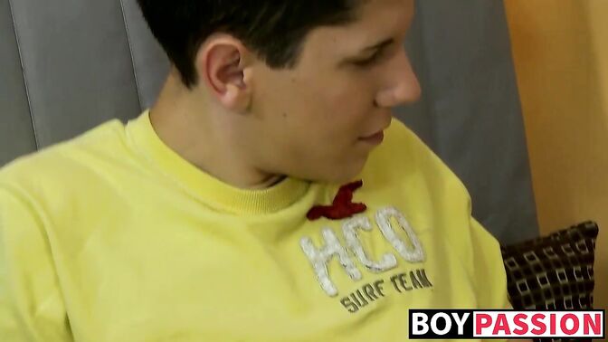 Twink working a purple dildo up his ass