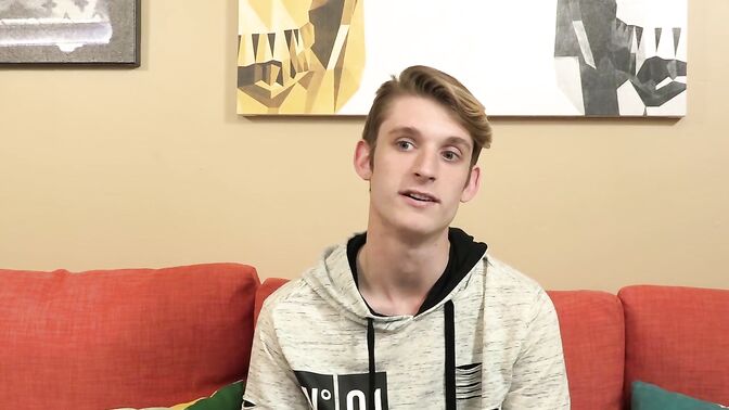 Young gay interviewed before stroking