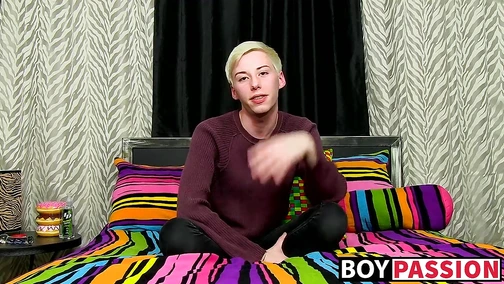 Young dildo user jacks off passionately
