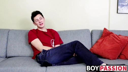 Nutting on chest after a long interview