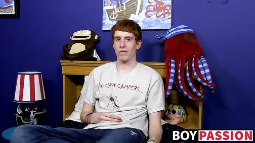 Redhead answers questions and jerks off