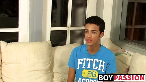 Young man masturbates after interview