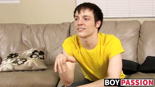 Pretty twink interview and solo jerk off