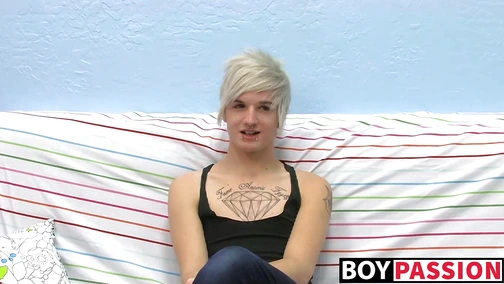Cute pierced twink teases his cock solo