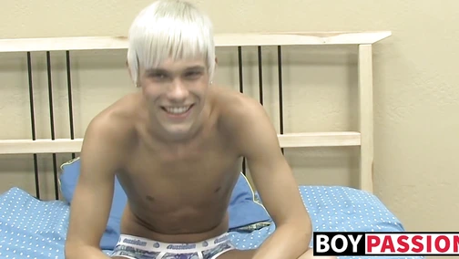 Guy jerking off his cock after audition