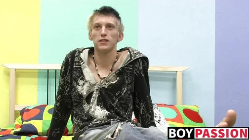 Hot tattooed youngster masturbates solo